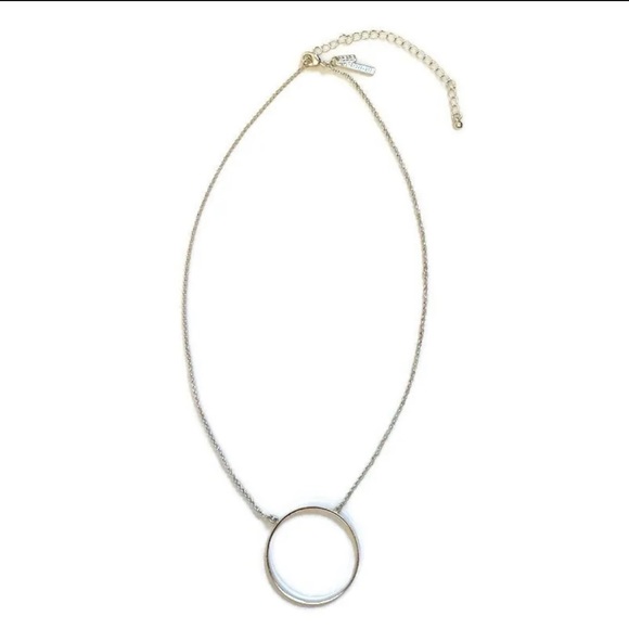 LeLe Sadoughi Silver Tone Metal Circle Pendant Dainty Delicate Necklace - Picture 3 of 5